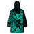 Kakau Polynesian Tribal Hawaiian Turtle with Kanaka Maoli Turquoise Wearable Blanket Hoodie LT9 - Polynesian Pride