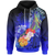 Tahiti Hoodie Humpback Whale with Tropical Flowers (Blue) Unisex Blue - Polynesian Pride