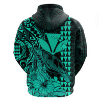 Kakau Polynesian Tribal Hawaiian Turtle with Kanaka Maoli Turquoise Hoodie LT9 - Polynesian Pride