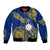 Nauru Polynesian Hibiscus Naoero Flag Color Bomber Jacket LT14 Unisex Blue - Polynesian Pride