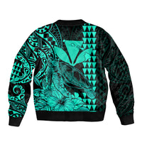 Kakau Polynesian Tribal Hawaiian Turtle with Kanaka Maoli Turquoise Bomber Jacket LT9 - Polynesian Pride