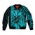 (Custom Personalised) Kakau Polynesian Tribal Hawaiian Turtle with Kanaka Maoli Teal Sleeve Zip Bomber Jacket LT9 Unisex Teal - Polynesian Pride