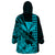 Kakau Polynesian Tribal Hawaiian Turtle with Kanaka Maoli Teal Wearable Blanket Hoodie LT9 - Polynesian Pride