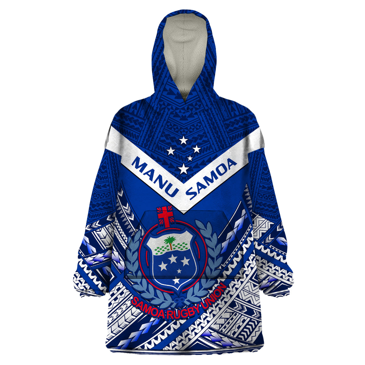 (Custom Text And Number) Samoan Rugby Manu Samoa 7s Polynesian Pattern Wearable Blanket Hoodie LT14 Unisex One Size - Polynesian Pride