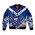 (Custom Text And Number) Samoan Rugby Manu Samoa 7s Polynesian Pattern Bomber Jacket LT14 Unisex Blue - Polynesian Pride