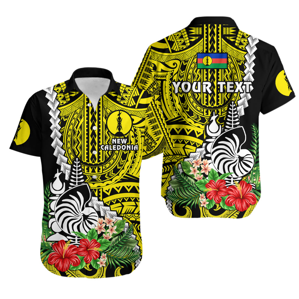 (Custom Personalised) New Caledonia Polynesian Coat Of Arms Mix Tropical Flowers Hawaiian Shirt LT14 Yellow - Polynesian Pride