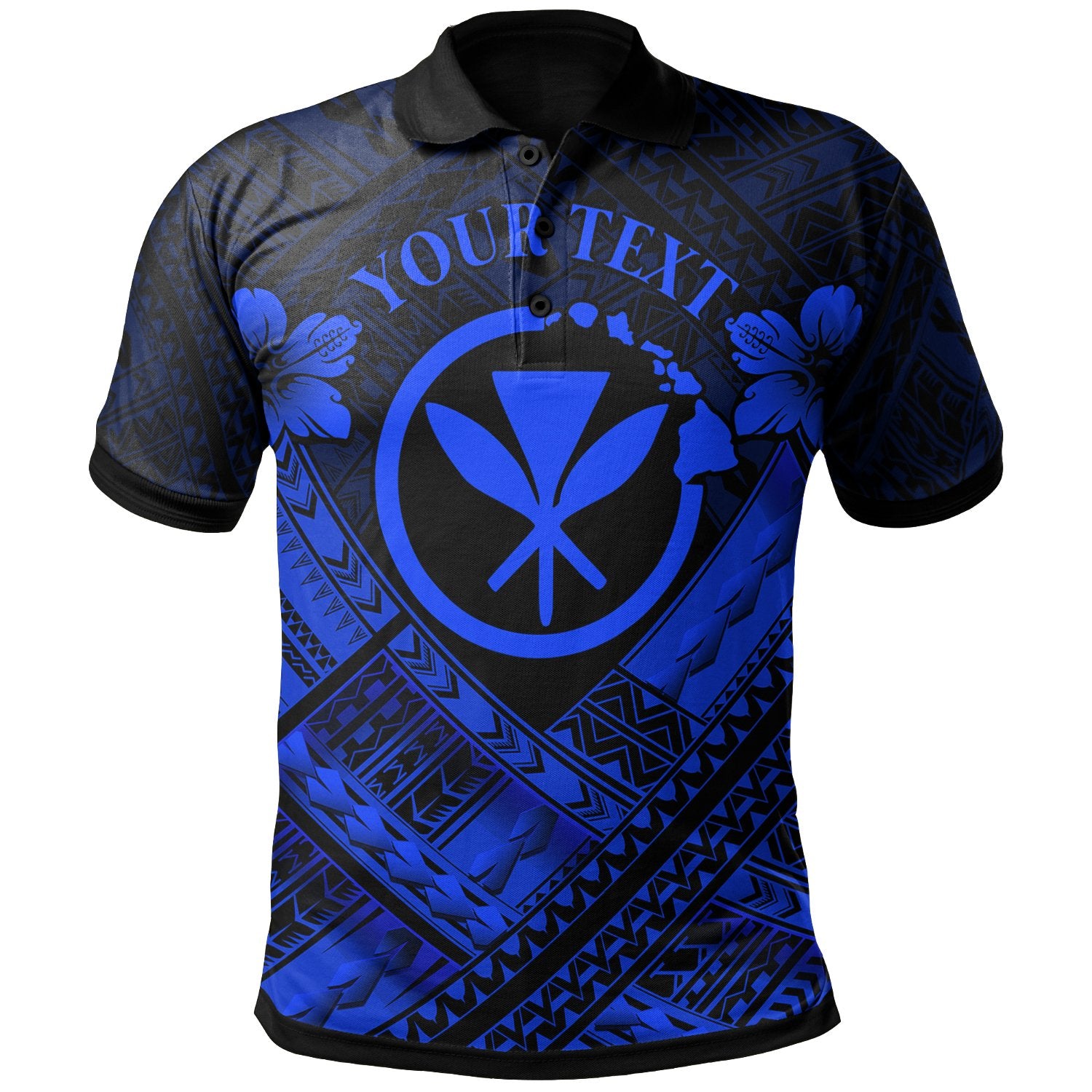 Hawaii Custom Polo Shirt Blue Kanaka Maoli Polynesian Patterns Unisex Blue - Polynesian Pride