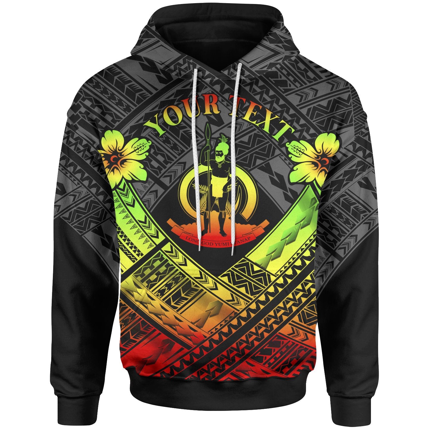 Vanuatu Custom Polynesian Hoodie Vanuatu Reggae Seal Camisole Hibiscus Style Unisex Reggae - Polynesian Pride