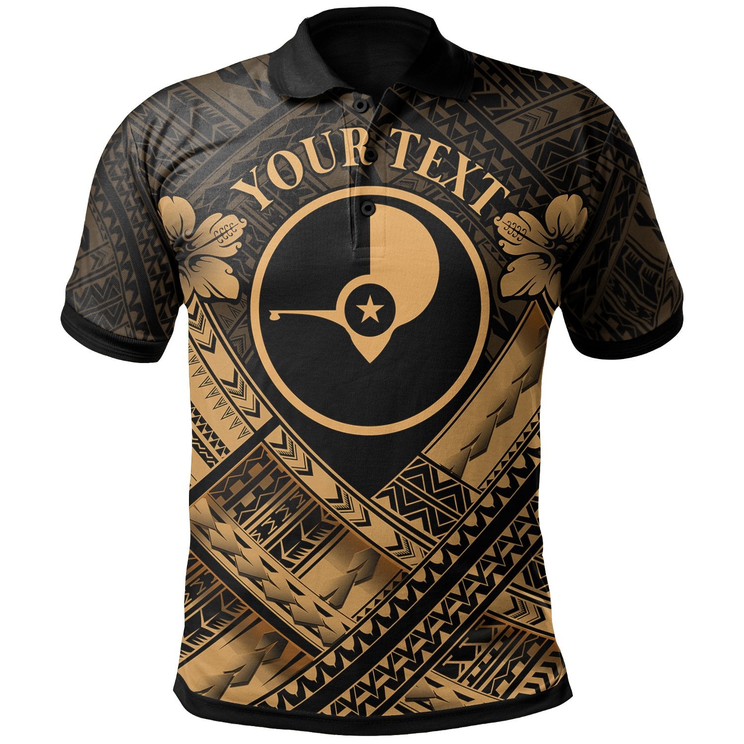 Yap Custom Polynesian Polo Shirt Yap Gold Seal Camisole Hibiscus Style Unisex Gold - Polynesian Pride