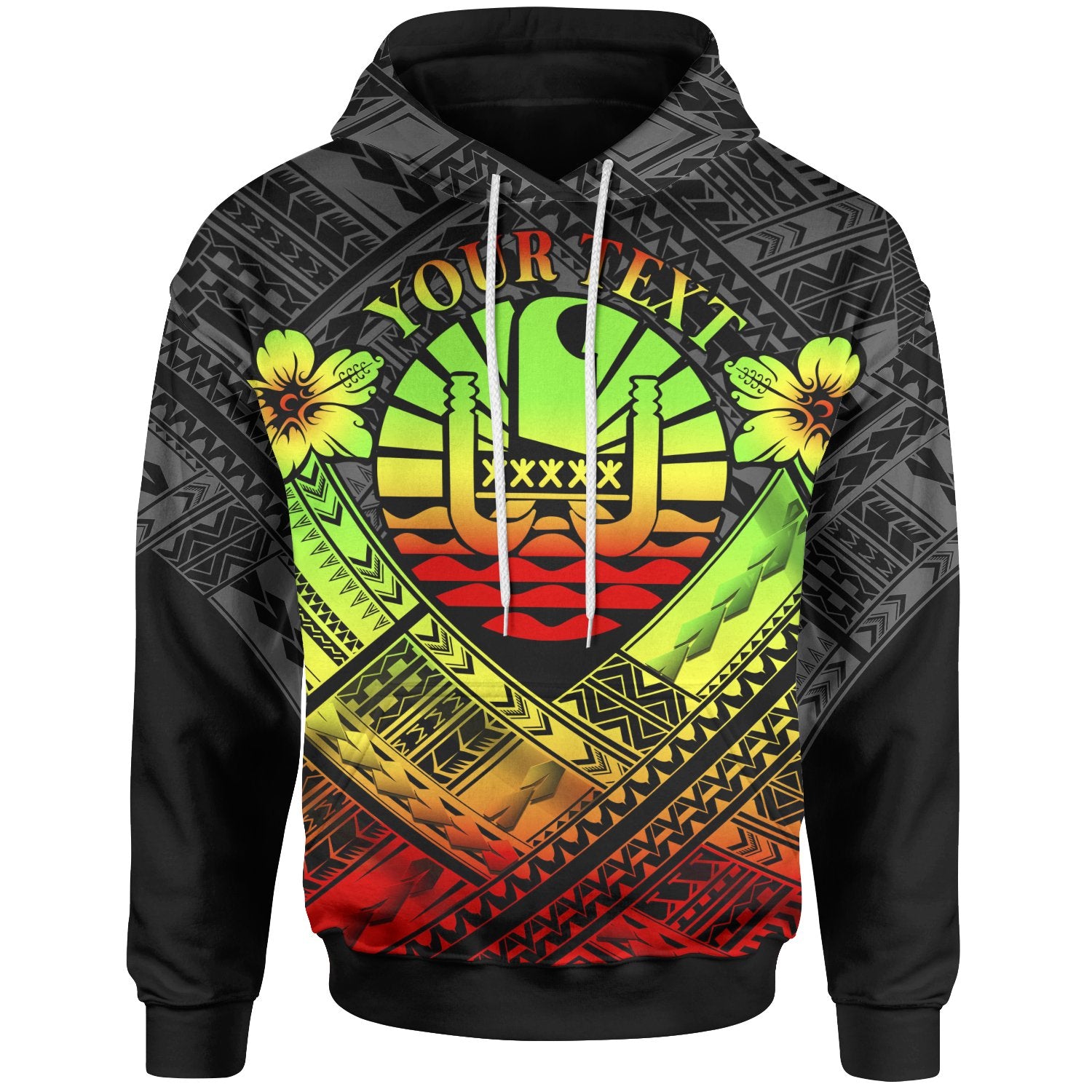 Tahiti Custom Polynesian Hoodie Tahiti Reggae Seal Camisole Hibiscus Style Unisex Reggae - Polynesian Pride