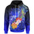 American Samoa Polynesian Custom Hoodie Humpback Whale with Tropical Flowers Unisex Blue - Polynesian Pride