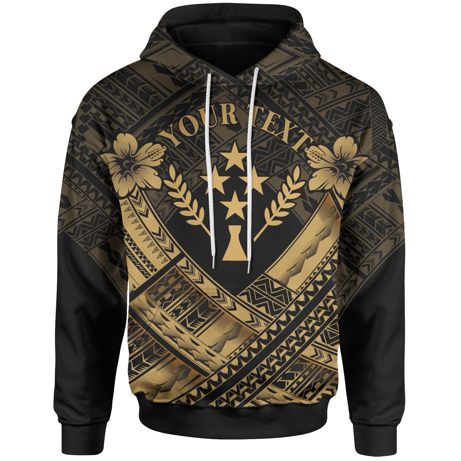 Kosrae Polynesian Custom Hoodie Kosrae Gold Camisole Hibiscus Style Unisex Gold - Polynesian Pride