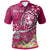 Tonga Custom Polo Shirt Turtle Plumeria (Pink) Unisex Pink - Polynesian Pride