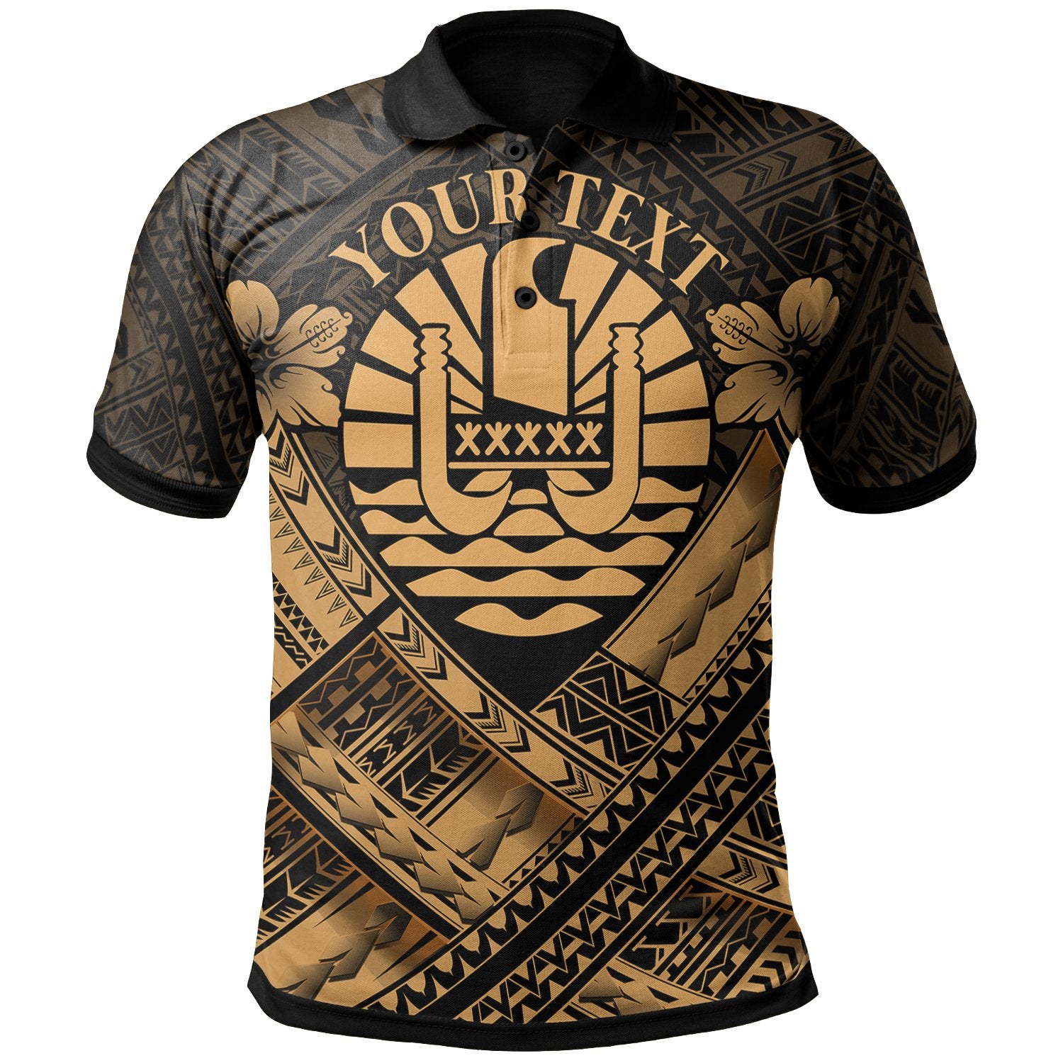 Tahiti Custom Polynesian Polo Shirt Tahiti Gold Seal Camisole Hibiscus Style Unisex Gold - Polynesian Pride