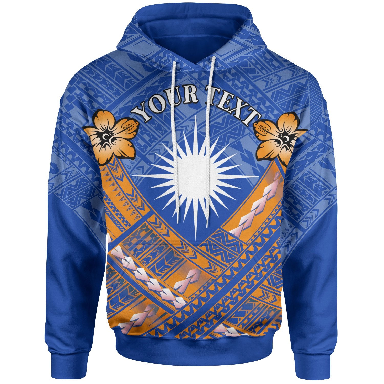 Marshall Islands Custom Hoodie Marshall Islands Flag Camisole Hibiscus Style Unisex Blue - Polynesian Pride