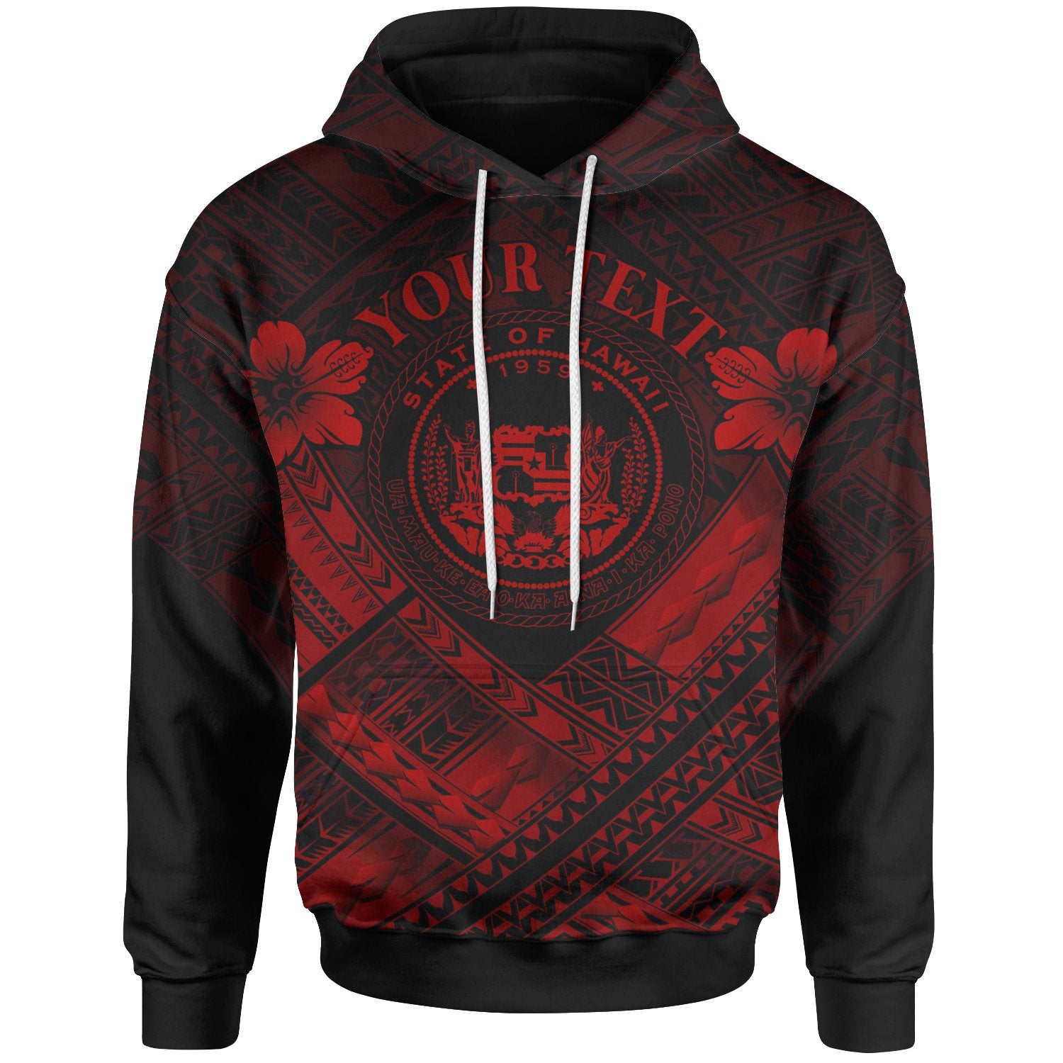 Hawaii Custom Hoodie Red Seal Polynesian Patterns Unisex Red - Polynesian Pride