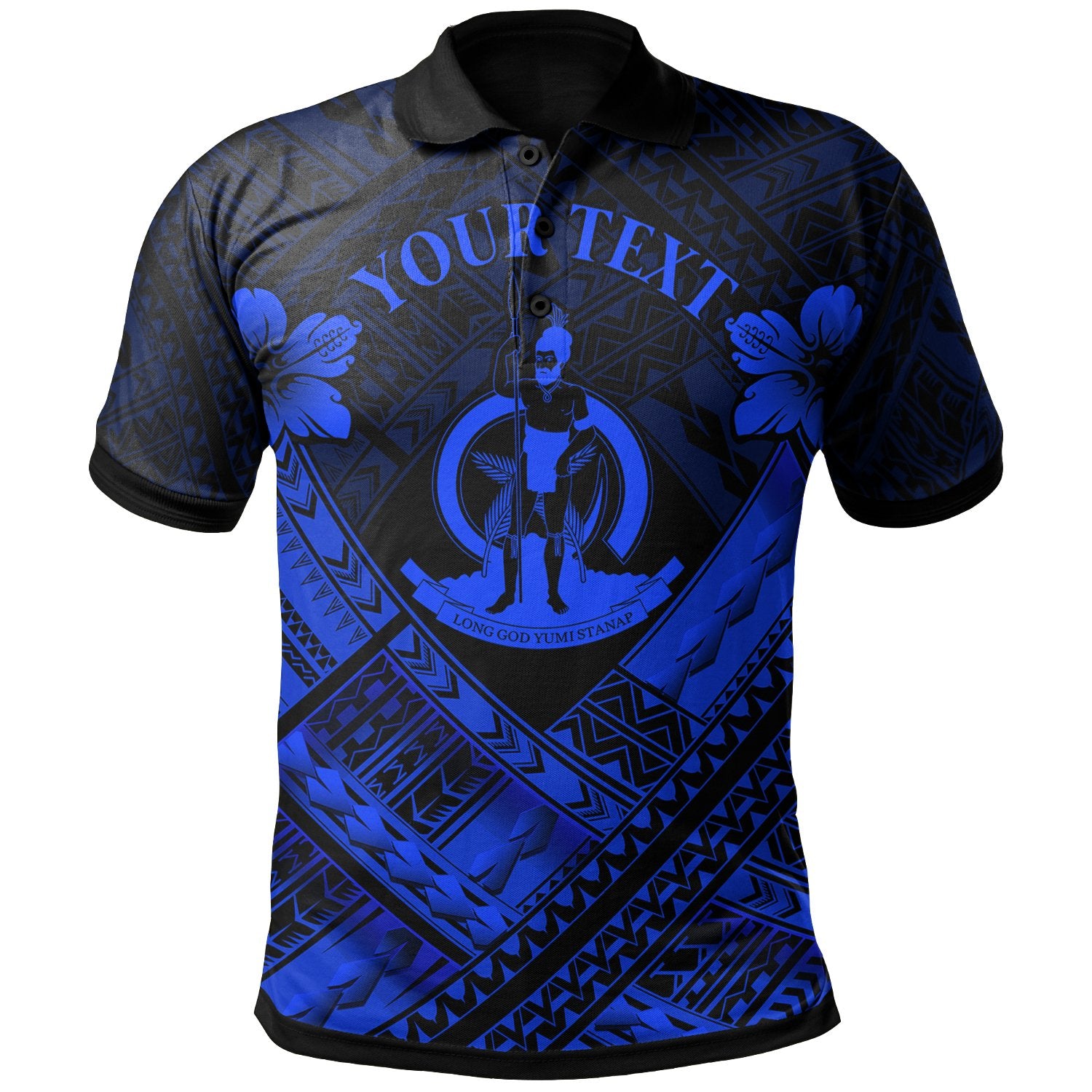 Vanuatu Custom Polynesian Polo Shirt Vanuatu Blue Seal Camisole Hibiscus Style Unisex Blue - Polynesian Pride