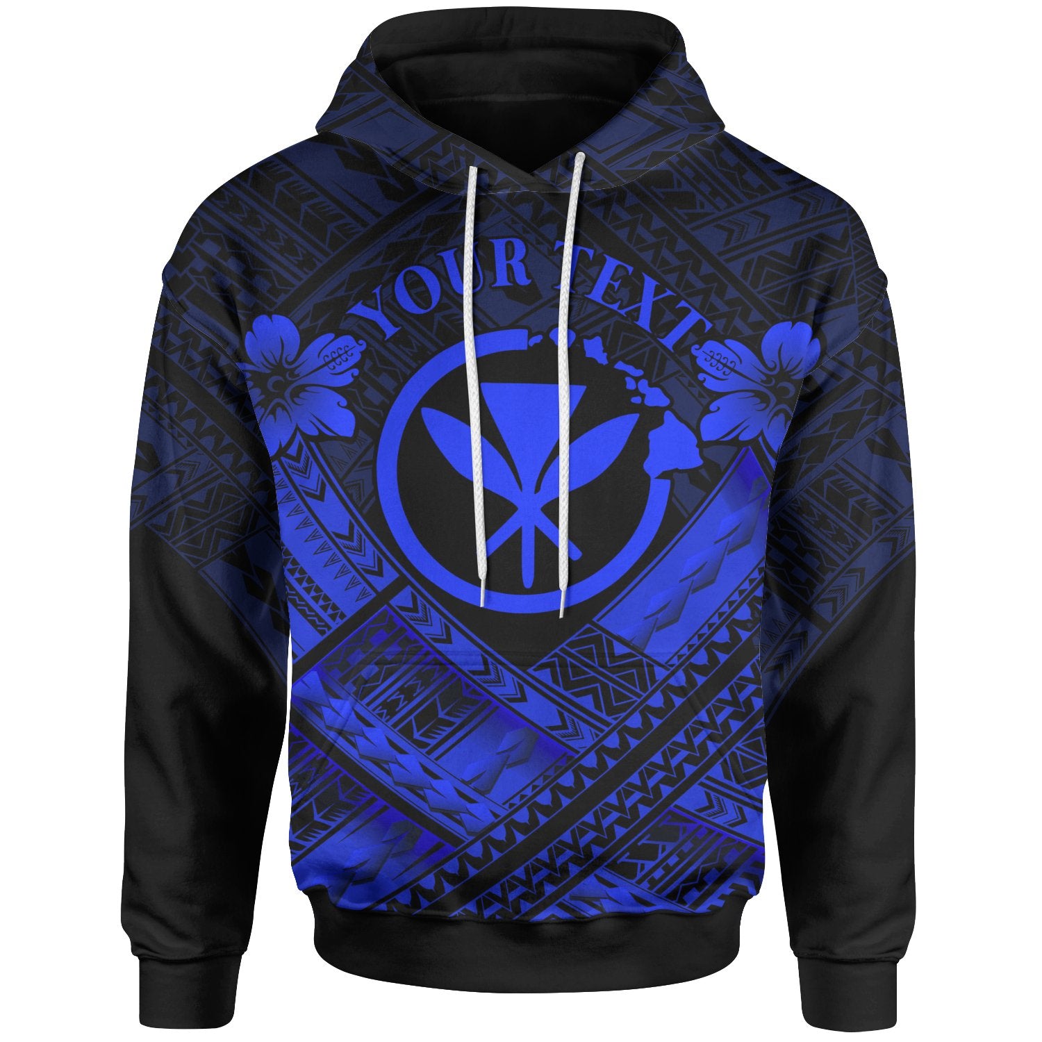 Hawaii Custom Hoodie Blue Kanaka Maoli Polynesian Patterns Unisex Blue - Polynesian Pride