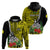 Custom New Caledonia Polynesian Coat of Arms Mix Tropical Flowers Hoodie LT14 Pullover Hoodie Yellow - Polynesian Pride