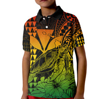 Kakau Polynesian Tribal Hawaiian Turtle with Kanaka Maoli Reggae Kid Polo Shirt LT9 Kid Reggae - Polynesian Pride