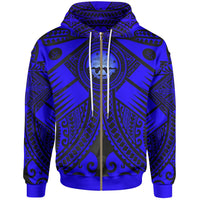 FSM Zip up Hoodie Blue Seal with Polynesian Tattoo Unisex Blue - Polynesian Pride