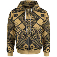Fsm Custom Zip up Hoodie Gold Seal with Polynesian Tattoo Unisex Gold - Polynesian Pride