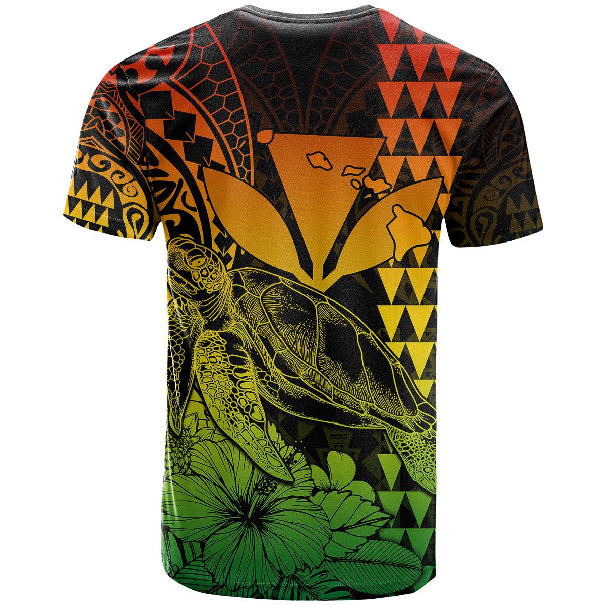 Kakau Polynesian Tribal Hawaiian Turtle with Kanaka Maoli Reggae T Shirt LT9 - Polynesian Pride
