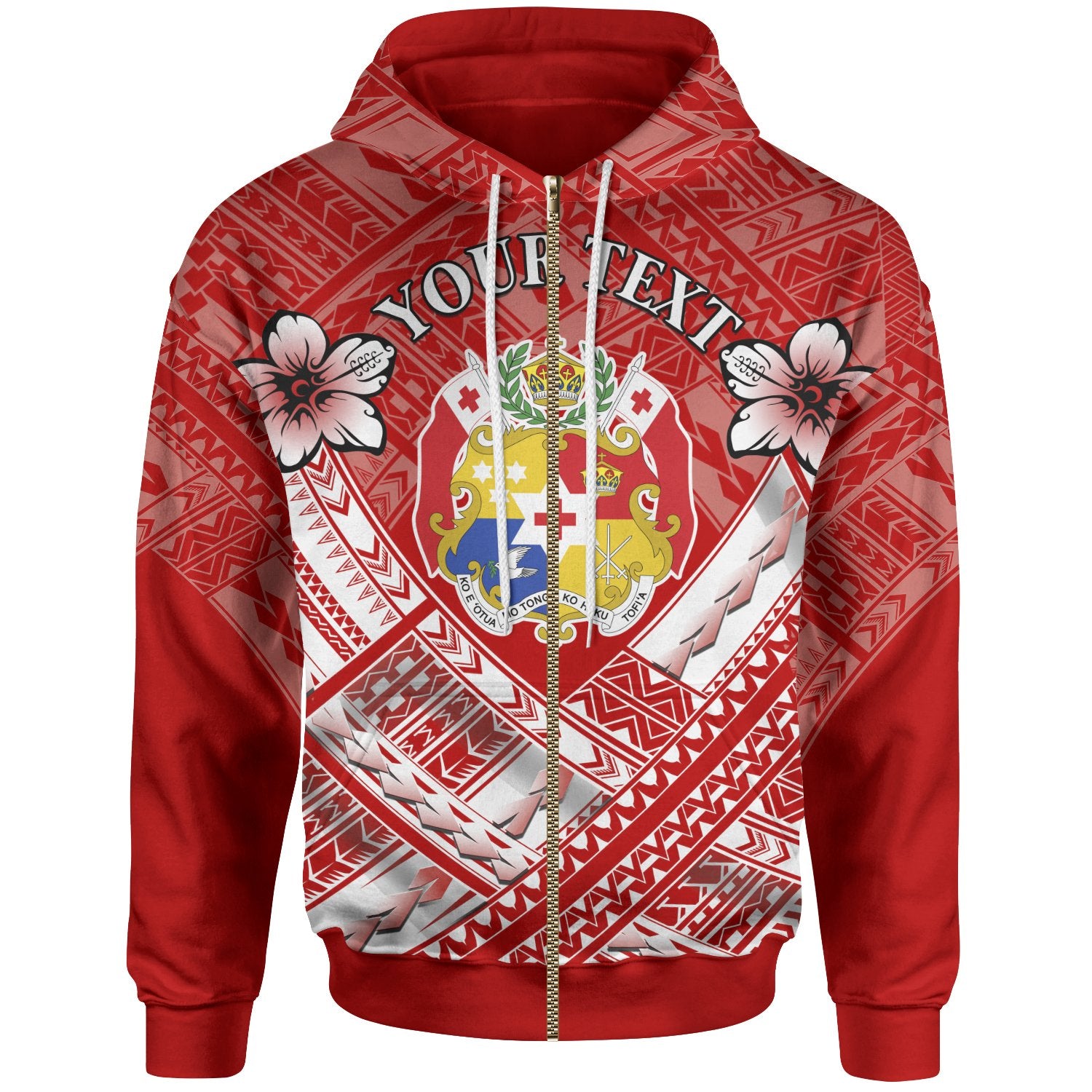 Tonga Custom Zip up Hoodie Tonga Flag Camisole Hibiscus Style Unisex Blue - Polynesian Pride