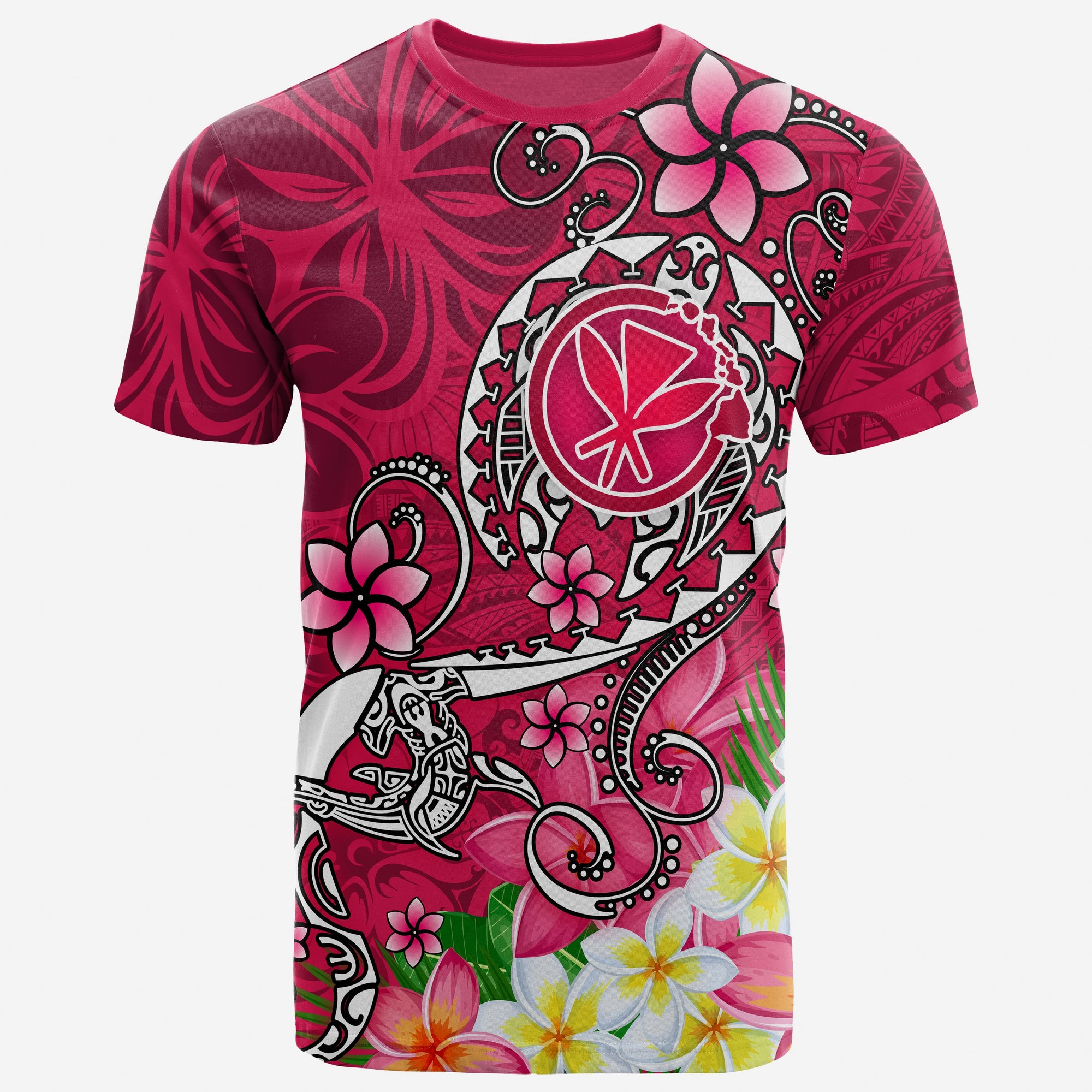 Hawaii T Shirt Turtle Plumeria Polynesian Tattoo Pink Color Unisex Pink - Polynesian Pride