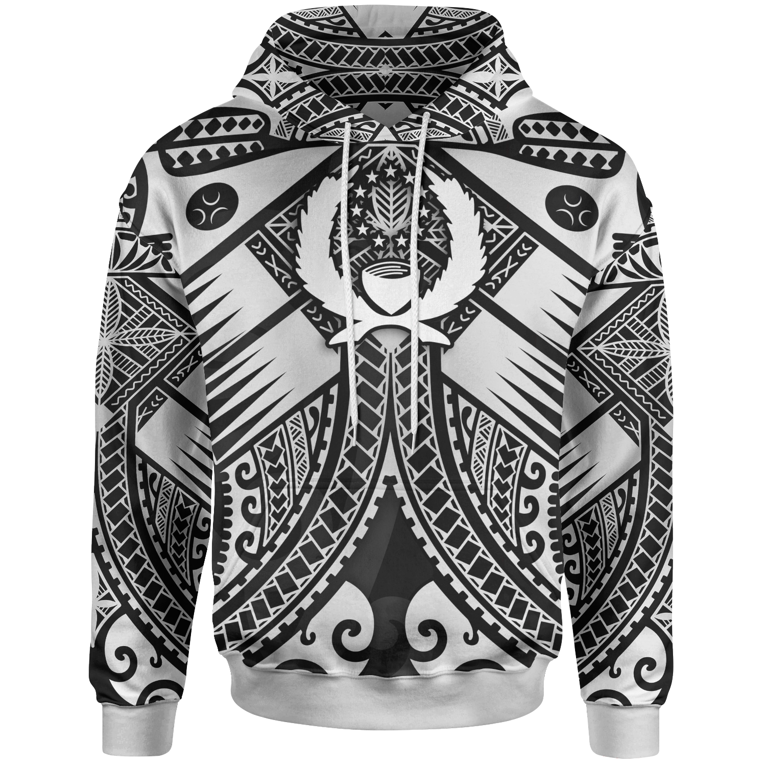 Pohnpei Hoodie White Reggae Seal with Polynesian Tattoo Unisex Reggae - Polynesian Pride