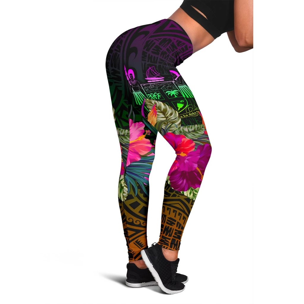 Fiji Personalised Women's Leggings - Summer Hibiscus Reggae - Polynesian Pride