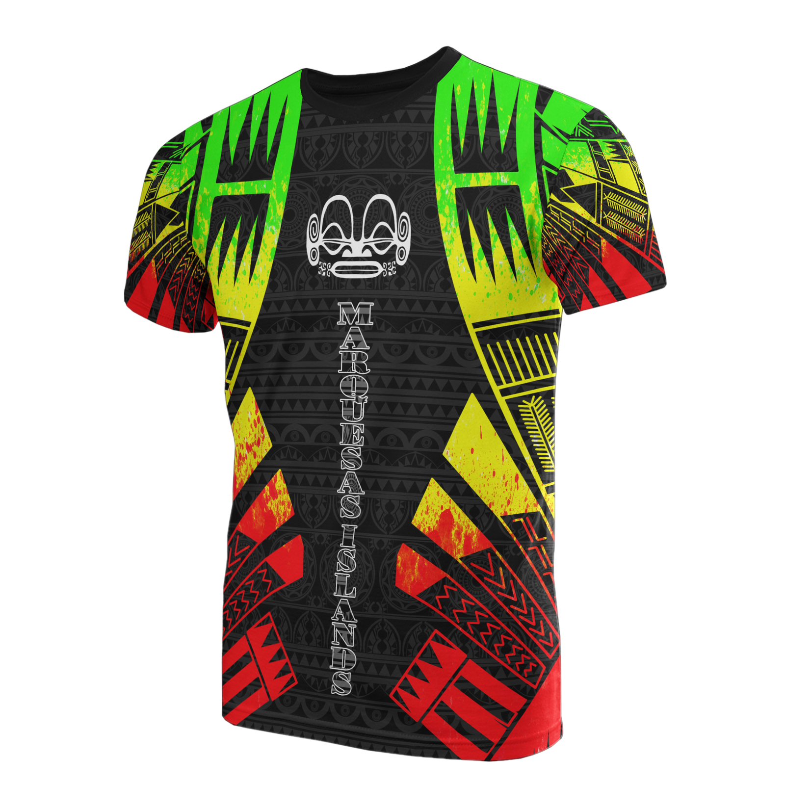 Marquesas Islands T Shirt Marquesas Islands Tiki Face Polynesian Tattoo Reggae Style Unisex Reggae - Polynesian Pride