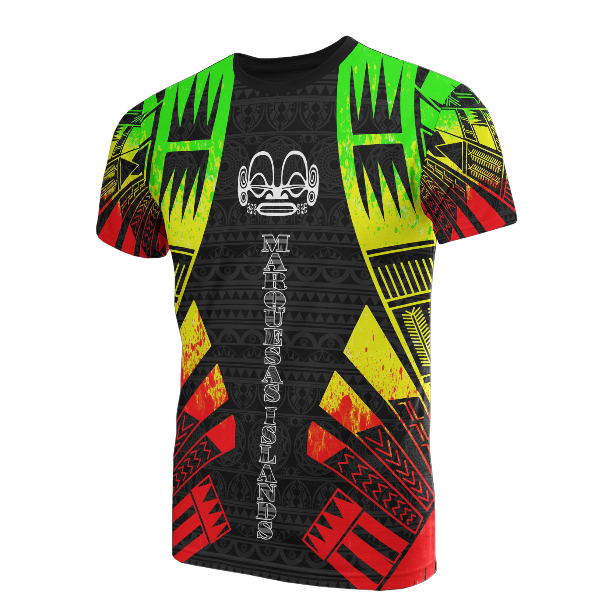 Marquesas Islands T Shirt Marquesas Islands Tiki Face Polynesian Tattoo Reggae Style Unisex Reggae - Polynesian Pride