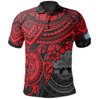 Federated States of Micronesia Polo Shirt Federated States of Micronesia Flag Seal Red Turtle Hiciscus Unisex RED - Polynesian Pride