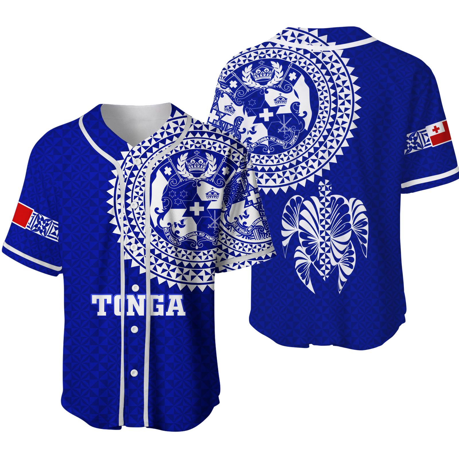 Tonga Baseball Jersey Tongan Blue Turtle - LT12 Unisex Blue - Polynesian Pride