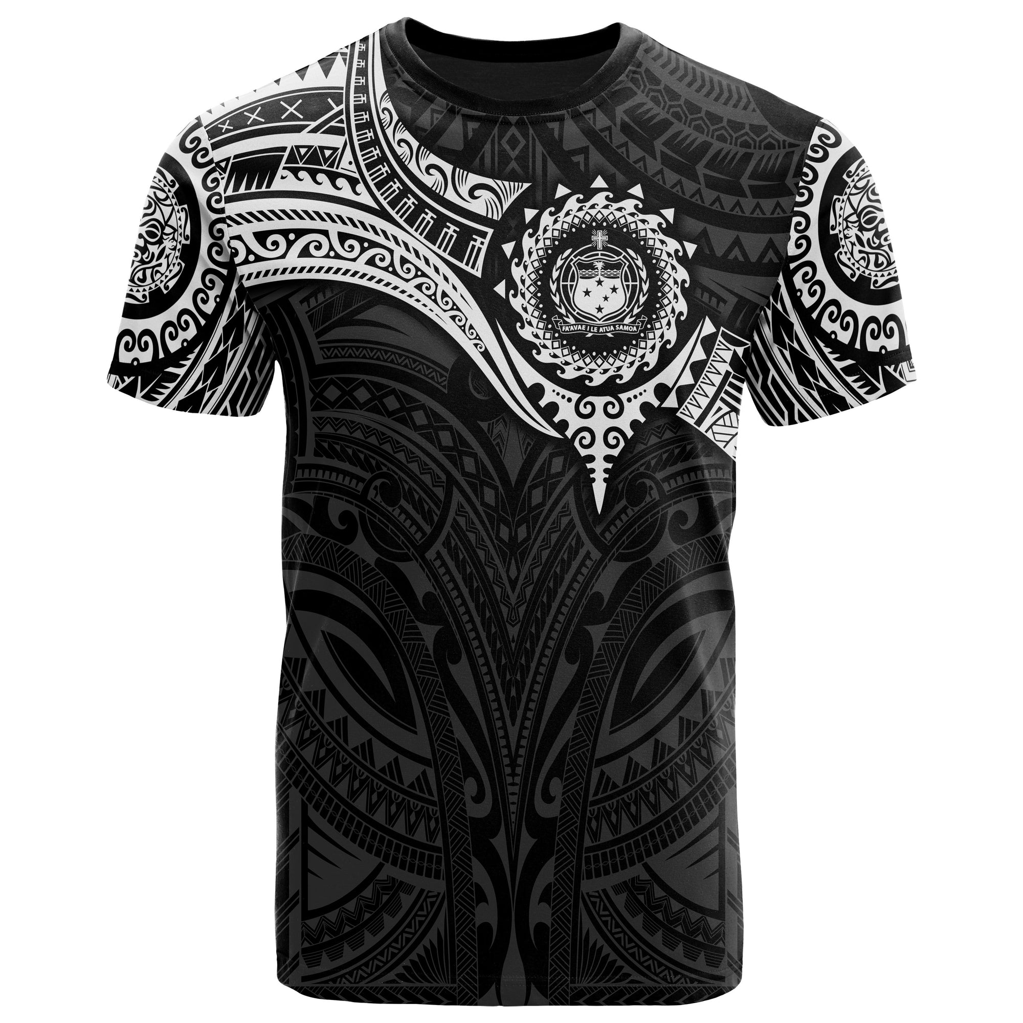 Samoa Polynesian T Shirt White Heart Shield Unisex WHITE - Polynesian Pride