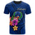 Pohnpei Micronesia T Shirt Floral With Seal Blue Unisex Blue - Polynesian Pride