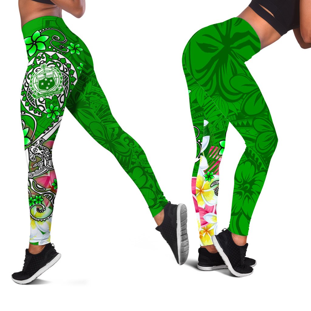 Samoa Leggings - Turtle Plumeria (Green) Green - Polynesian Pride