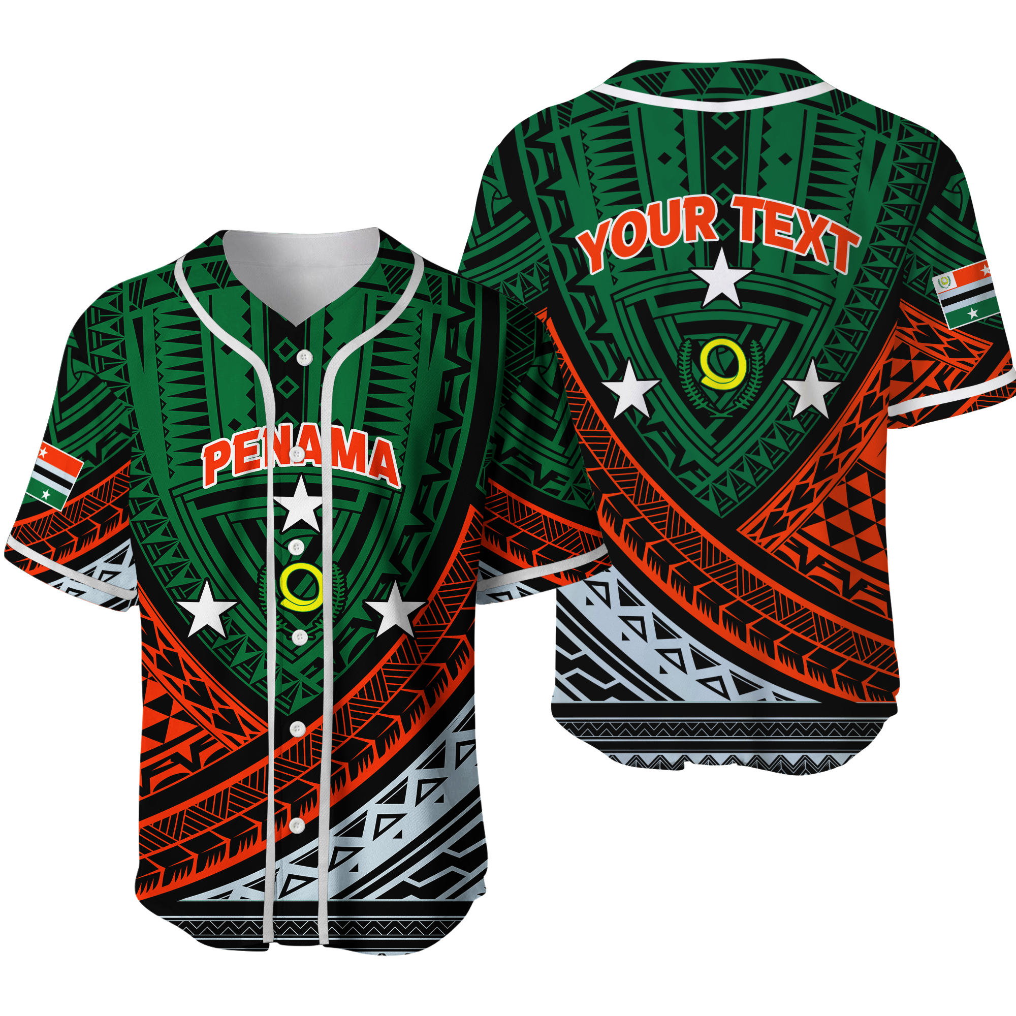 (Custom Personalised) Vanuatu Penama Province Tribal Pattern Baseball Jersey - LT12 Unisex Green - Polynesian Pride