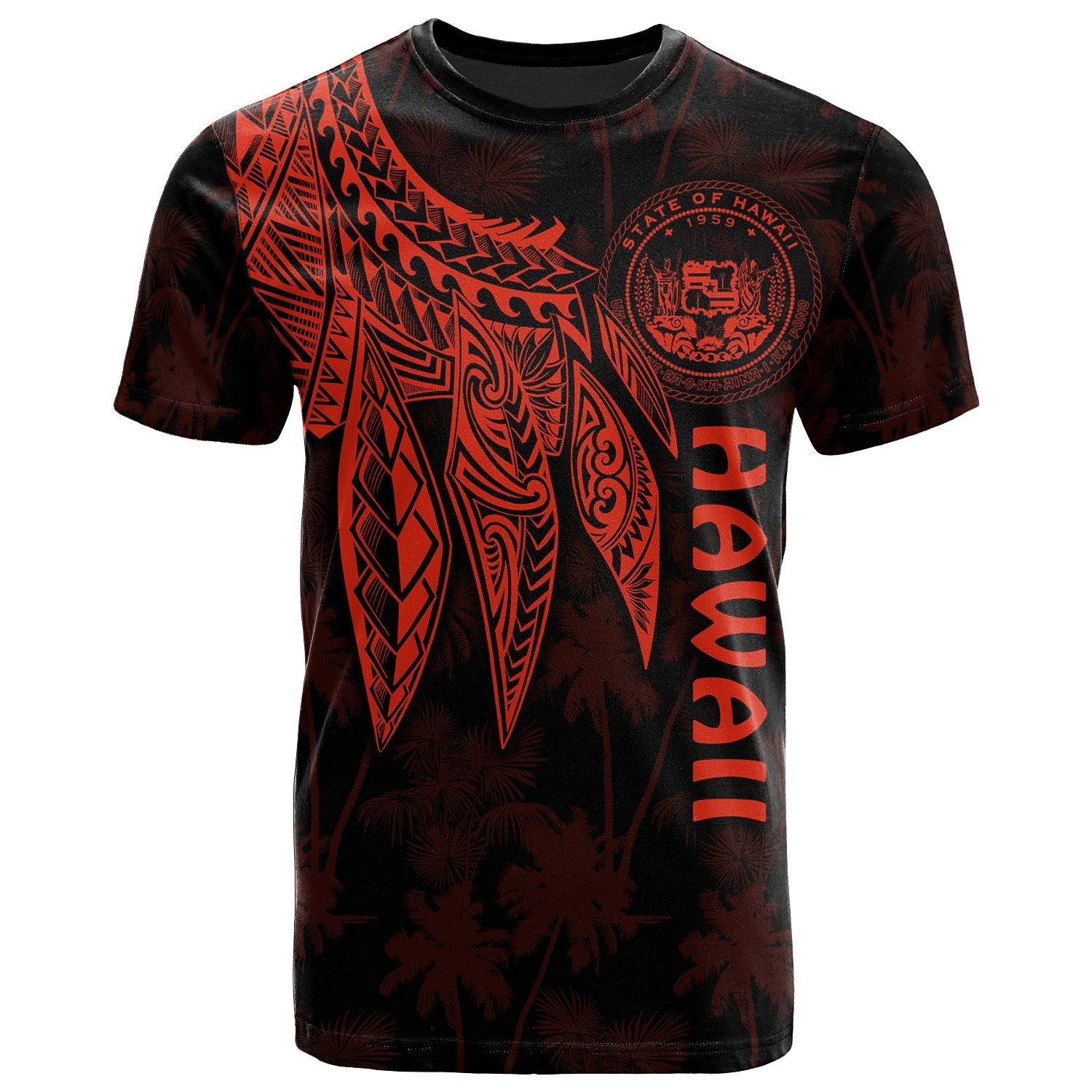 Polynesian Hawaii T shirt Polynesian Wings (Red) Unisex Red - Polynesian Pride