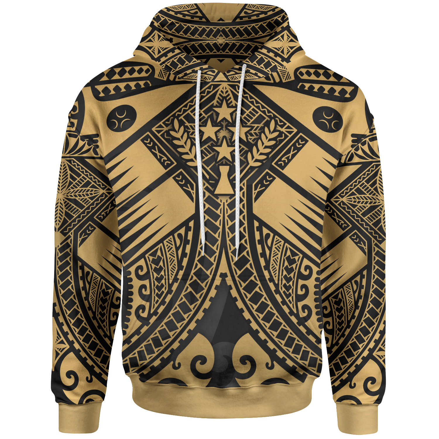 Kosrae Hoodie Gold Seal with Polynesian Tattoo Gold - Polynesian Pride