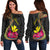 Hawaii Polynesian Fish Hook Hibiscus Women Off Shoulder Sweater - LT12 Women Off Shoulder Sweater Black - Polynesian Pride