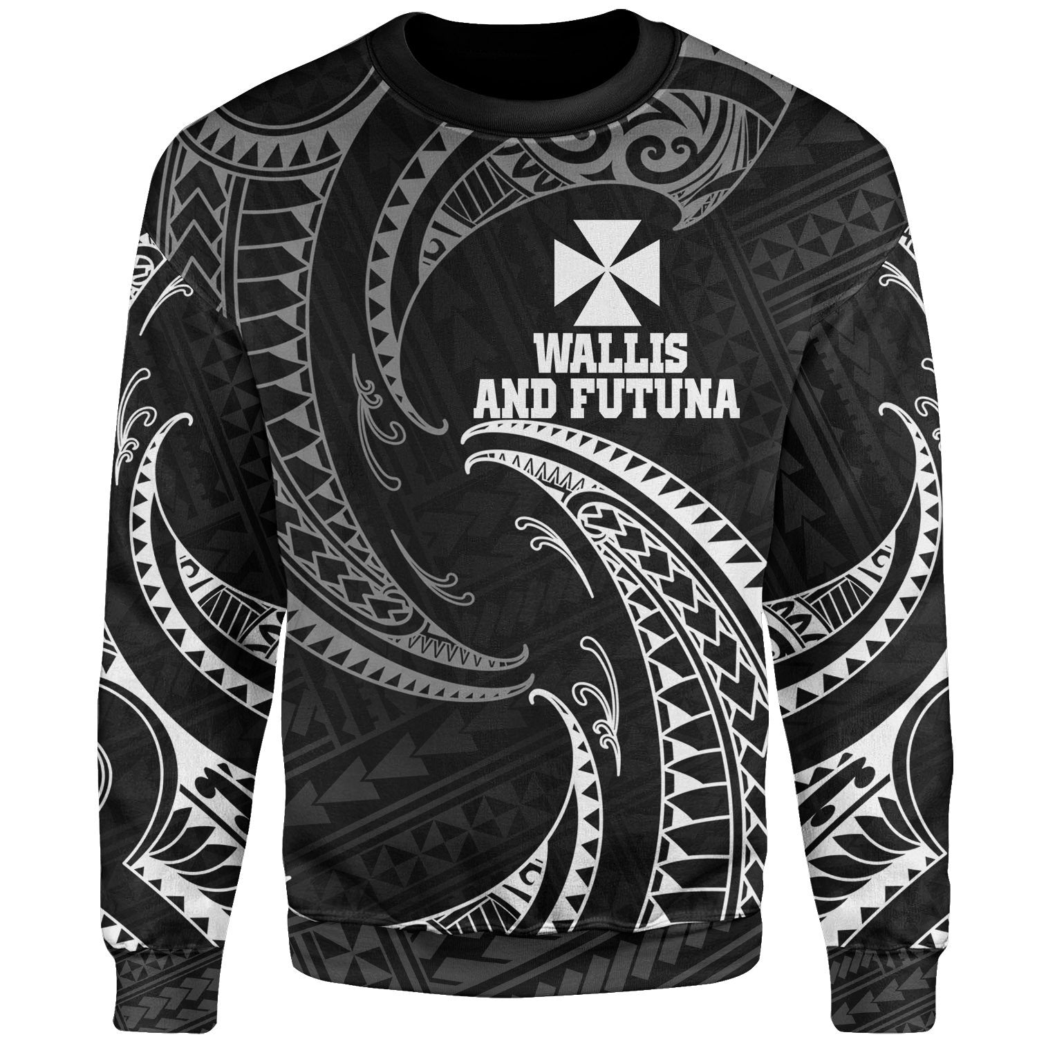 Wallis And Futuna Polynesian Sweater - White Tribal Wave Unisex White - Polynesian Pride