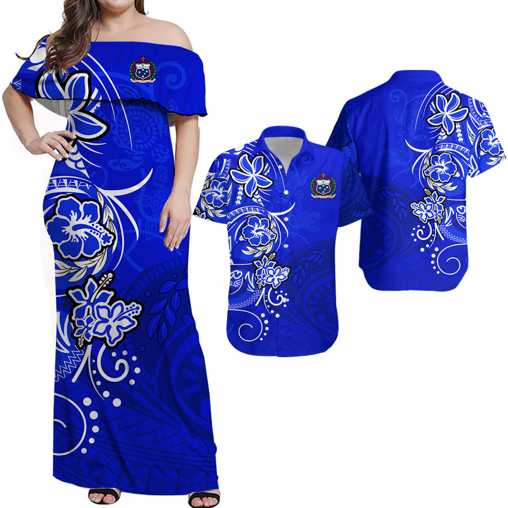 Samoa Matching Dress and Hawaiian Shirt Be Unique Blue LT13 Blue - Polynesian Pride