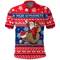 Custom New Zealand Maori Meri Kirihimete Polo Shirt LT2 - Polynesian Pride