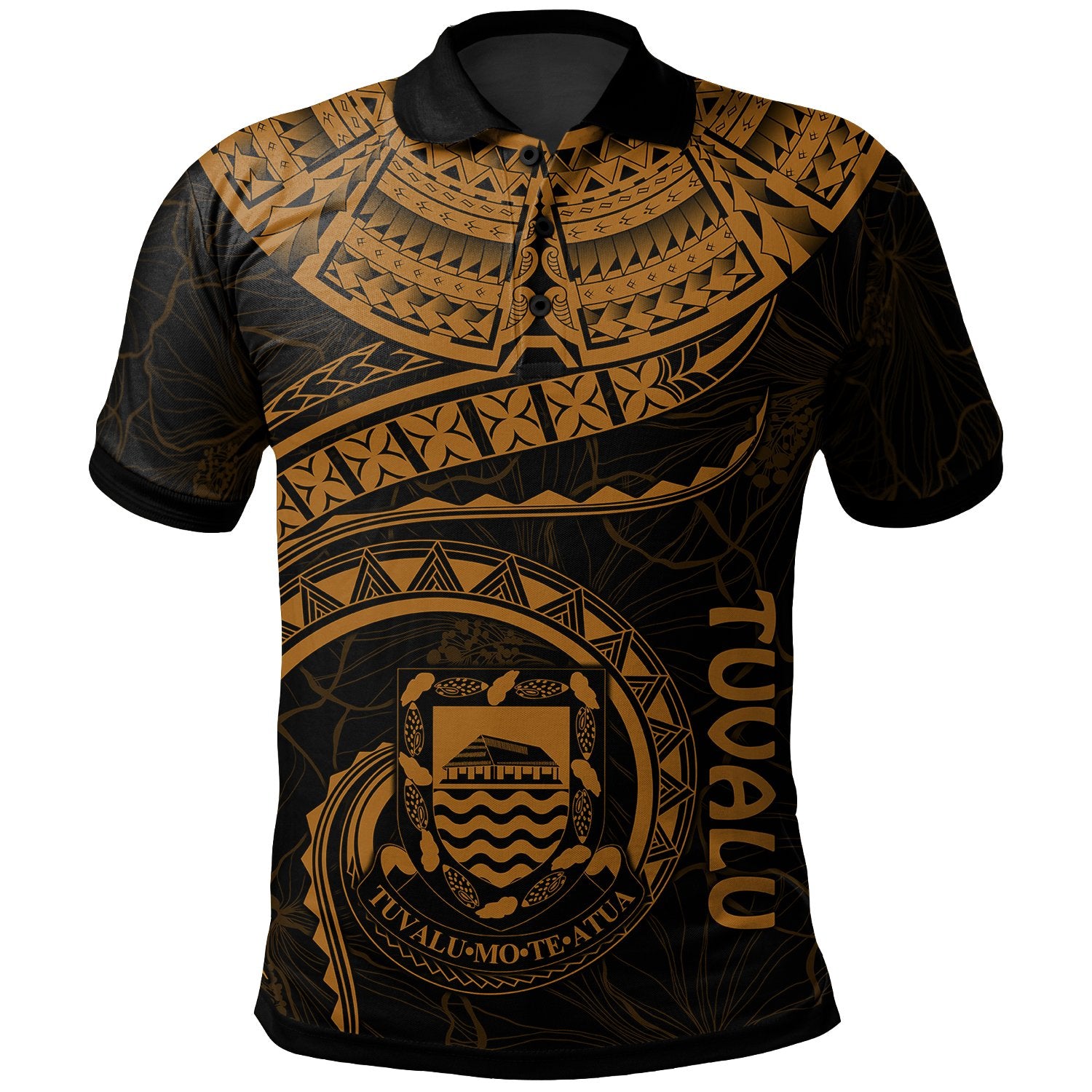 Tuvalu Polynesian Polo Shirt Tuvalu Waves (Golden) Unisex Golden - Polynesian Pride
