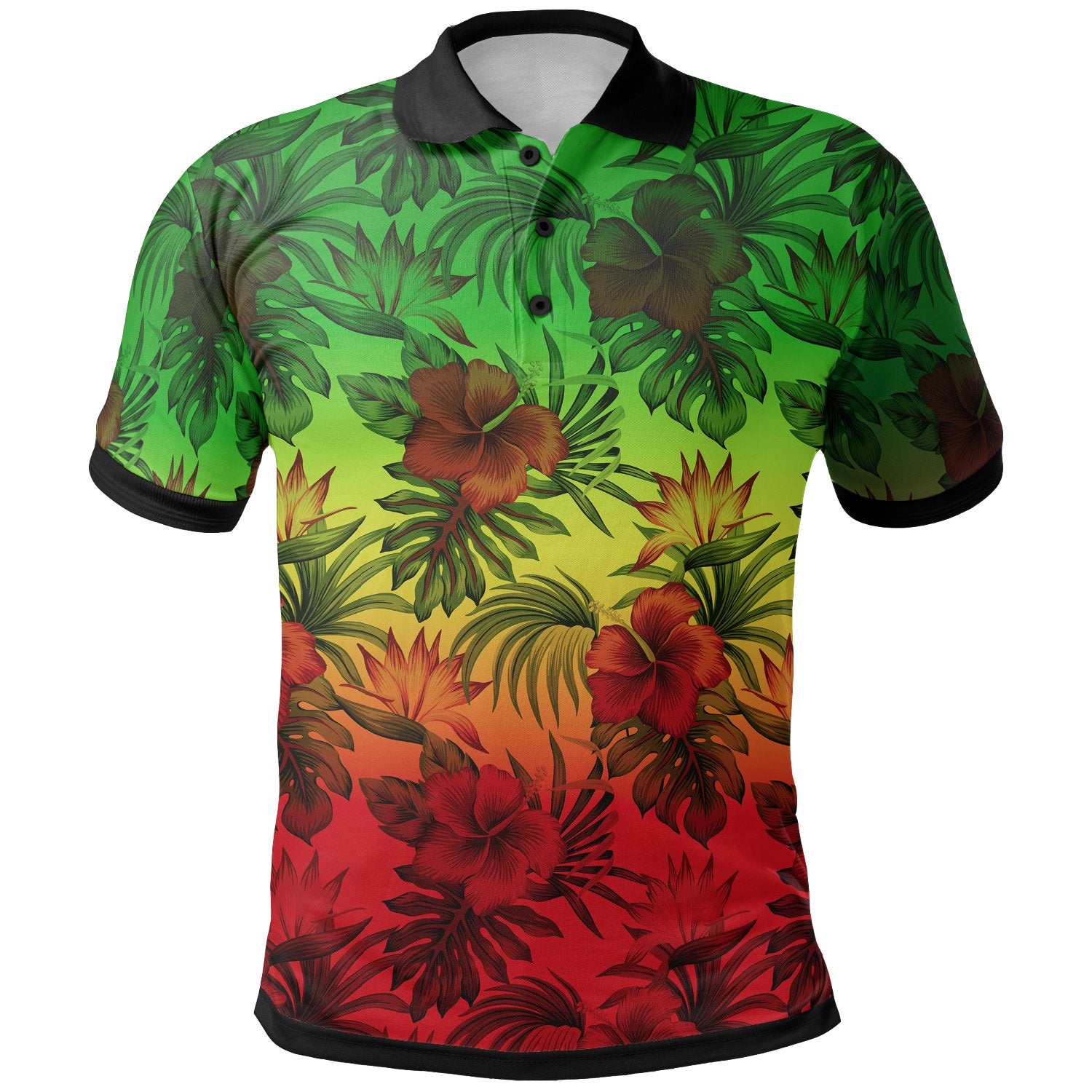 Polynesian Polo Shirt Reggae Hibiscus Patterns Unisex Red - Polynesian Pride