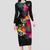 Tonga Hibiscus Polynesian Tribal Long Sleeves Dress - LT12 Women Black - Polynesian Pride