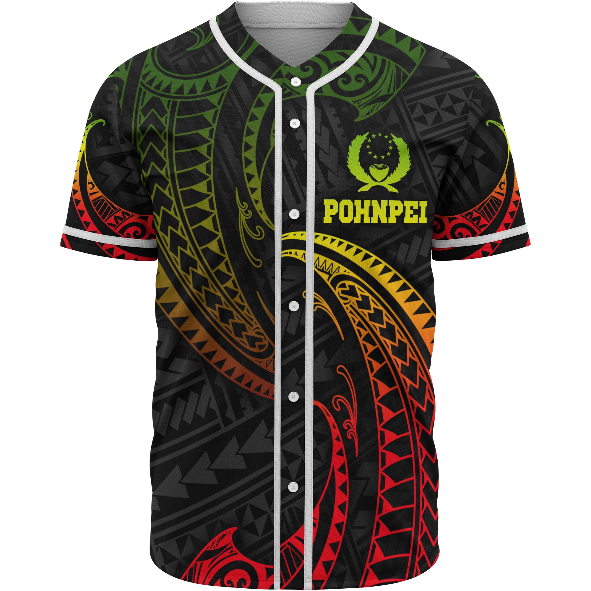 Pohnpei Polynesian Baseball Shirt - Reggae Tribal Wave Unisex Reggae - Polynesian Pride