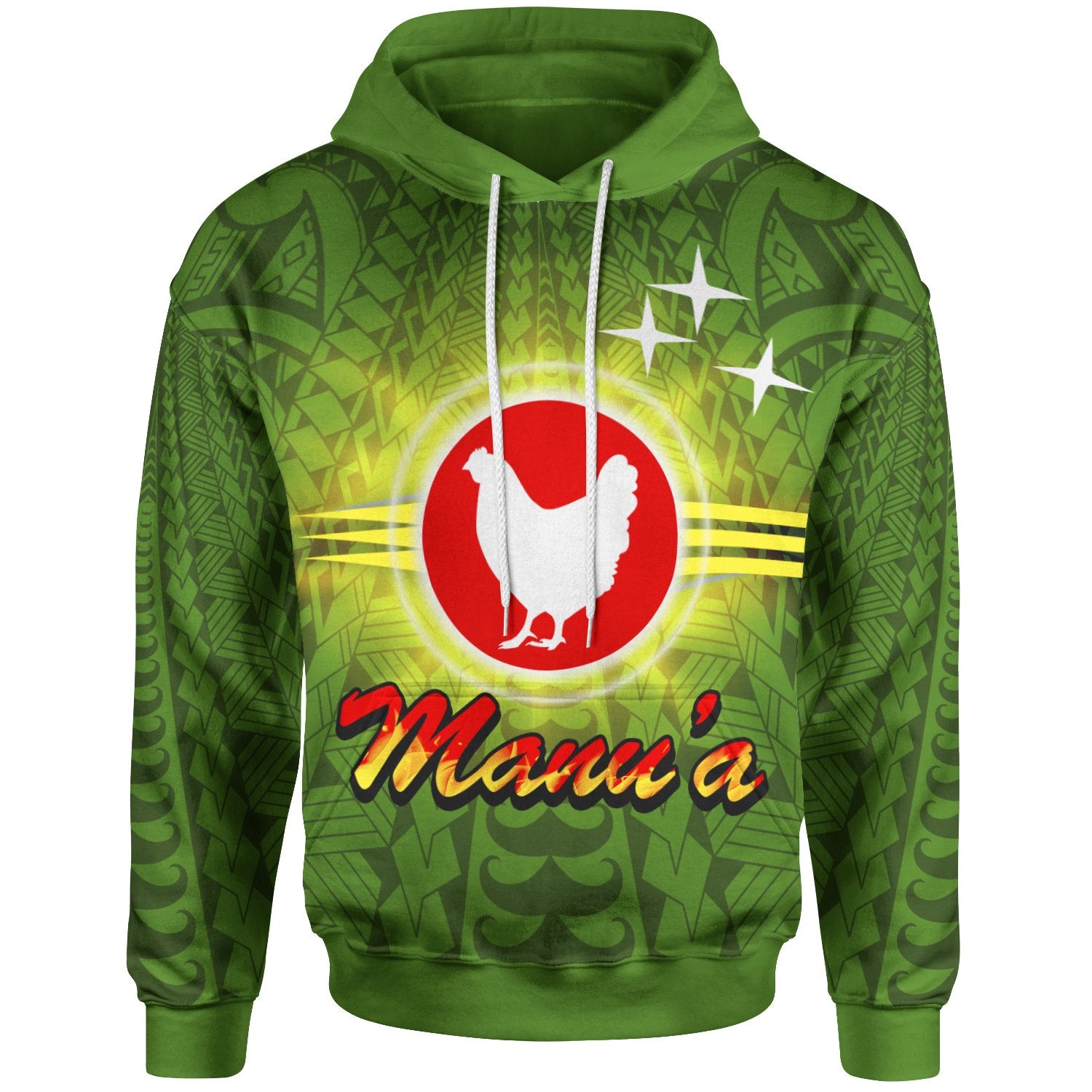 American Samoa Polynesian Hoodie Manua Flag Sunlight Unisex GREEN - Polynesian Pride